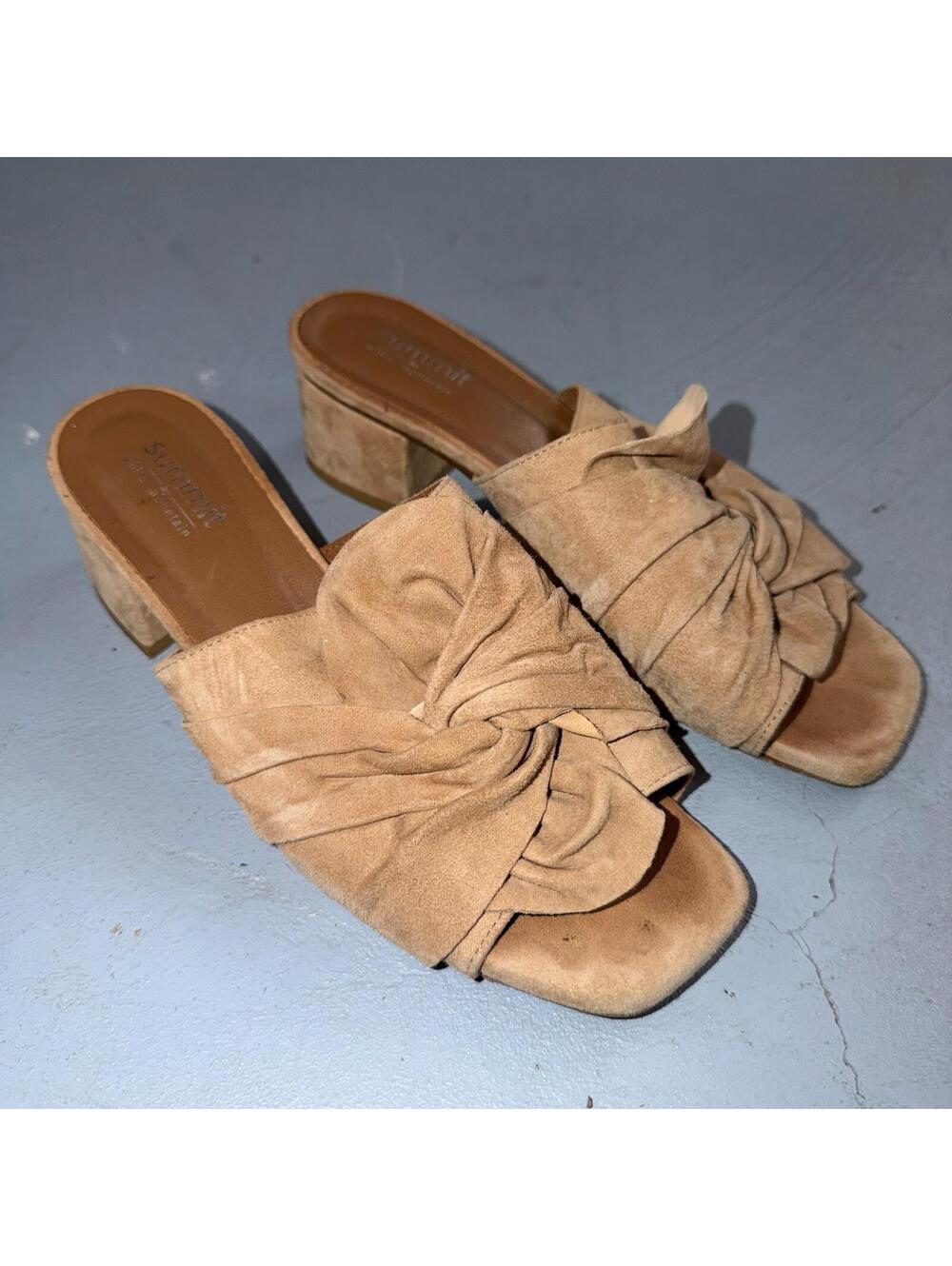 Summit Womens Size 39 Suede Farrah Knot Top Slide Mule Sandal Vero Cuoio Italy